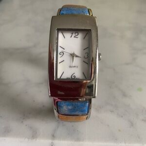 Avon Silver Cabochon Hinge Cuff Watch